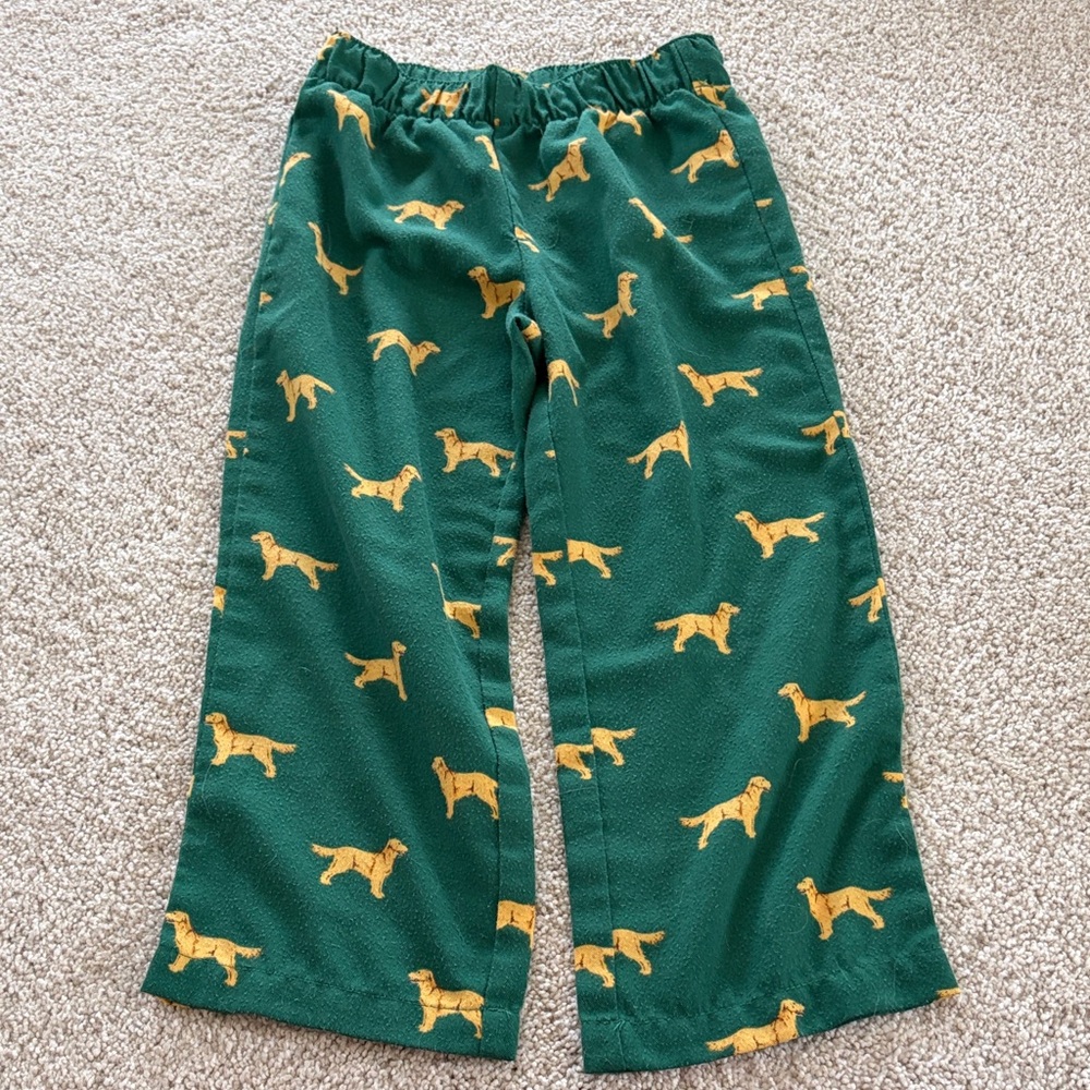 Crewcuts Green Pajama Bottoms with Yellow Dog Pattern